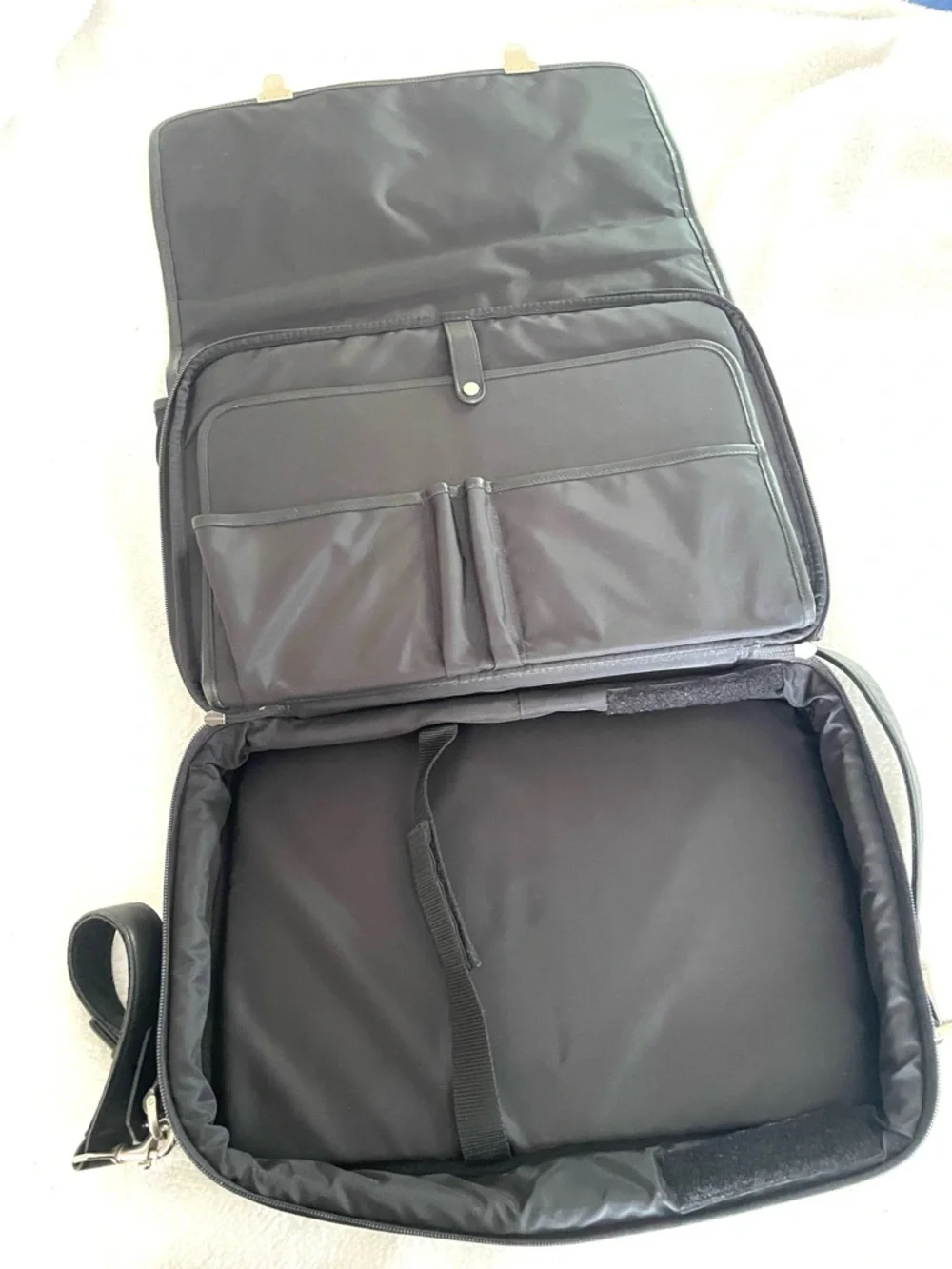 Vintage Coach Black Leather & Nylon Briefcase w/ Padded Laptop Compartment